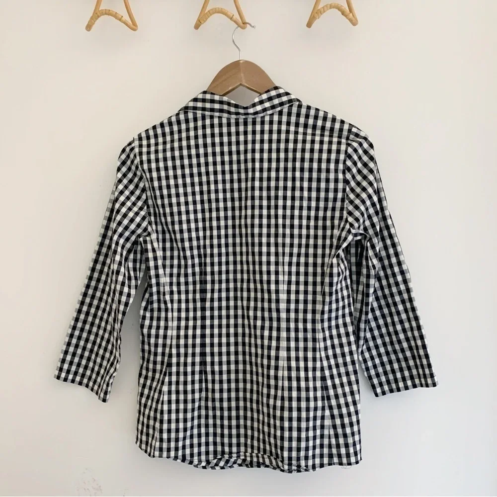 Lafayette 148 Leigh Gingham Poplin Button Front Shirt Sz 6 Classic Preppy - Picture 5 of 8